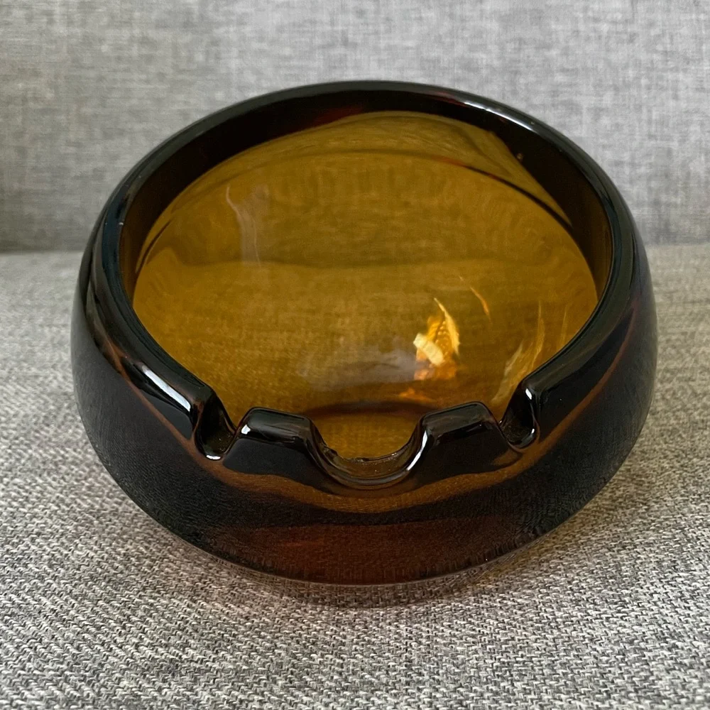 Vintage Large Viking Amber Orb Ashtray